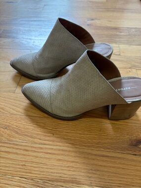 Report Taupe Slip-On Pointed Toe Mule Heels